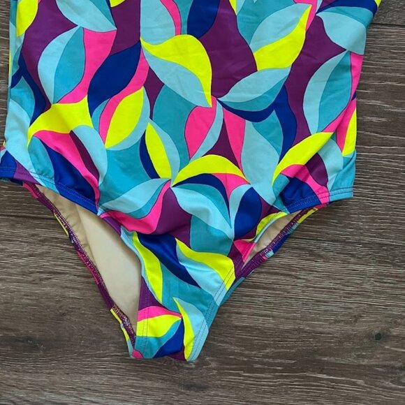 Lands' End Blue Pink One Piece Swimsuit Swimwear Size 14 - Picture 5 of 9